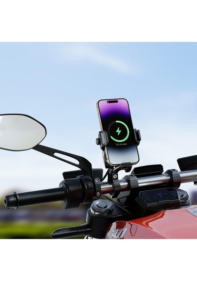 M33 Plus Titreşim Modüllü Telefon Tutucu Kablosuz Ve Type-c Şarjlı Siyah