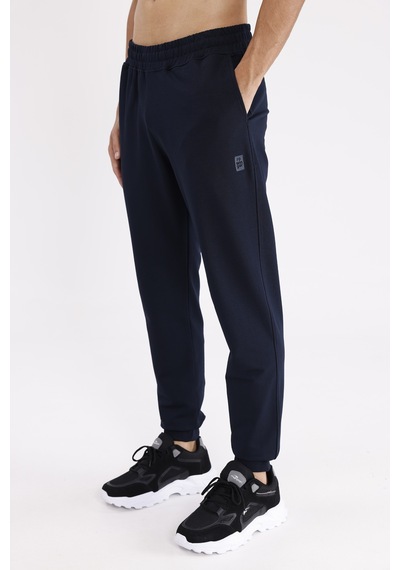 Esnek Bel Lastikli Yan Cepli Arka Cepli Daralan Paça Minimal Logo Detaylı Konforlu Spor Eşofman Altı Navyblue