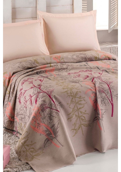 Eponj Home Doğal Pike Baskılı Battal 230x220cm Urla Bej Bej