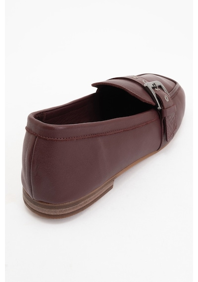 Luvishoes Luvi Shoes Clarıon Bordo Cilt Hakiki Deri Kemerli Küt Burun Kadın Loafer Ayakkabı Bordo
