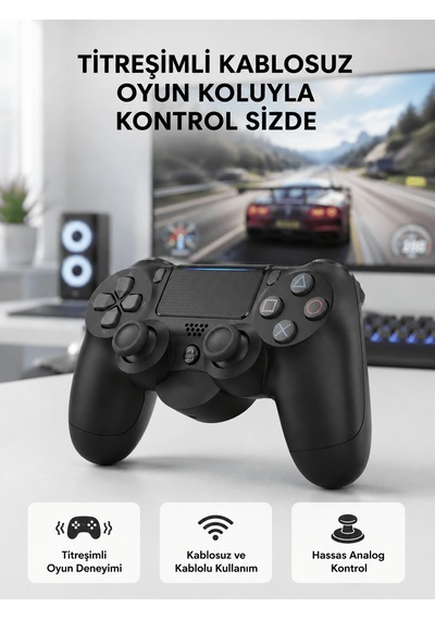 Ps4 Kablosuz Oyun Kolu V2 - Bluetooth Bağlantılı, Titreşimli, Pc Ve Mobil Uyumlu 10012142