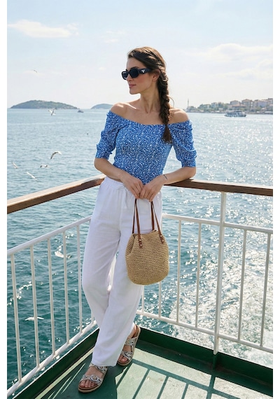 Lela Truvakar Kol Geniş Yaka Bayan Bluz 5869001 Saks
