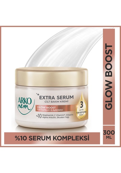 Arko Nem Extra Serum Glow Boost Ton Eşitleyici & Aydınlatıcı Cilt Bakım Kremi Skualen Yağlı 300 Ml