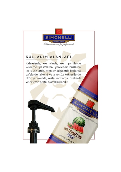 Simoenlli Kahve Şurubu Karpuz Aromalı 700 ML + Pompa Simonelli