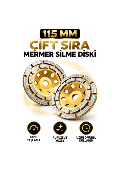 Çift Sıra 115 Mm Elmas Mermer Silme Diski Avuç Taşlama