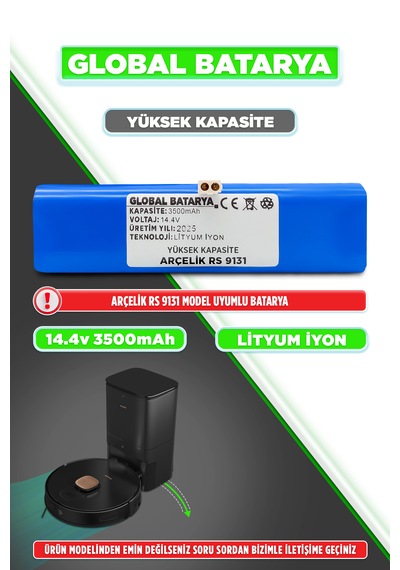 Arçelik Rs 9131 Uyumlu Batarya 3500mah