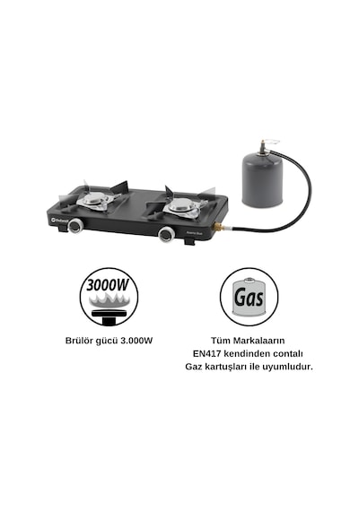 Outwell Asama Duo Burner Portatif İkili Kamp & Karavan Ocağı Siyah