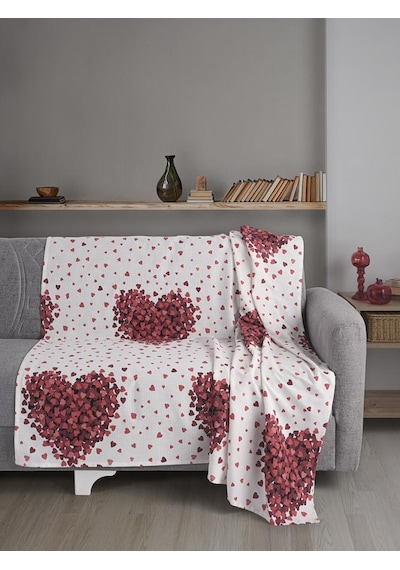 Tek Kişilik Baskılı Pike Koltuk Örtüsü Breeze 180x230 Cm Beyaz/Mor
