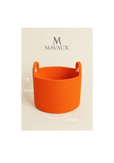 Mavaux Doğal El Dokuma Hasır Jüt Sepet 20x26 Cm Dekoratif, Çok Amaçlı, Şık Ve Dayanıklı Saklama Sepeti Turuncu