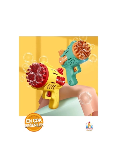 Yeni Pilli Köpük Baloncuk Makinesi Tabancası - Pilli 23 Delikli Bubble Gun Köpük Tabancası