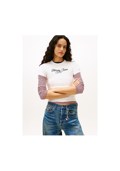 Tommy Hilfiger Tjw Slim Logolu T-shirt-12839 Beyaz