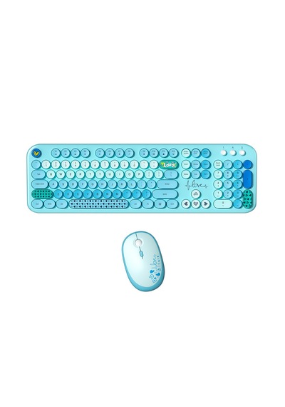Mofıı Lovely Kablosuz Klavye Mouse Seti 2.4g Sevimli Yuvarlak Tuşlu 104 Tuş Renkli Set Optik