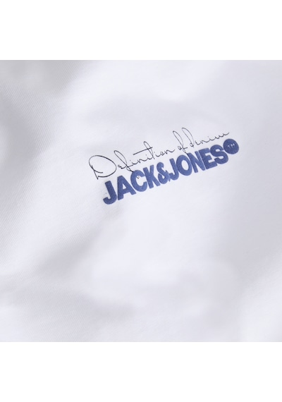 Jack & Jones Erkek Gögüs Baskili Bisiklet Yaka Tisört - Kendrick - 12298420 Beyaz