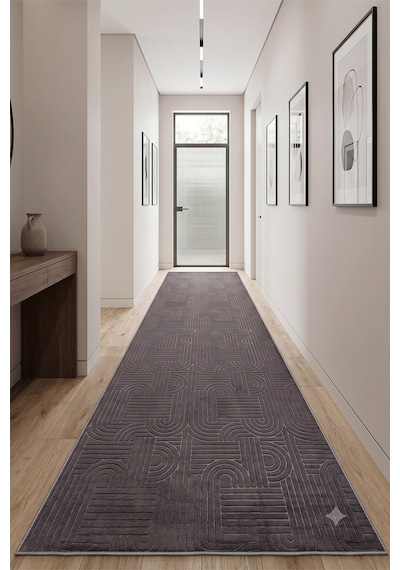Villadia Home Textile Bambu Kaymaz Taban Dört Mevsim Yıkanabilir Kesme Yolluk Halı Koridor Mutfak Salon Yatak Oturma Çocuk Odası Koridor Antre Antrasit