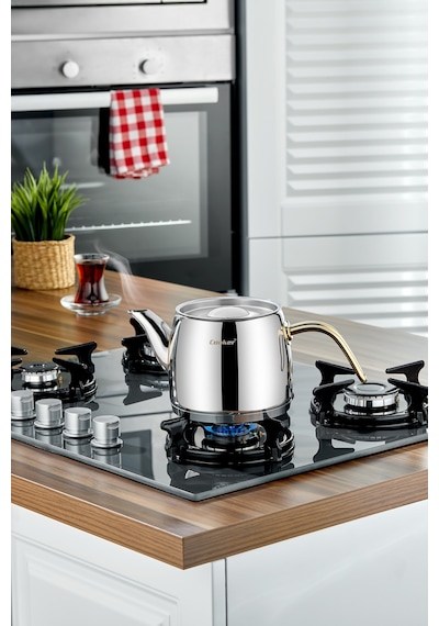 Cooker Lara Orta Boy Paslanmaz Çelik Çaydanlık Takımı 1,1 -1,9 Litre Ckr3923 Altın