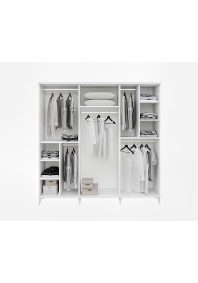 GuneyStore Milano 6 Kapaklı Komple Mdf Beyaz Gardırop