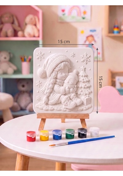 15x15 Yılbaşı Temalı Çocuk Taş Boyama Seti Çocuk Ve Yetişkin Hobi Kiti