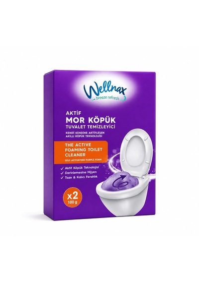 Wellnax Aktif Mor Köpük Tuvalet Temizleyici 2x100 G