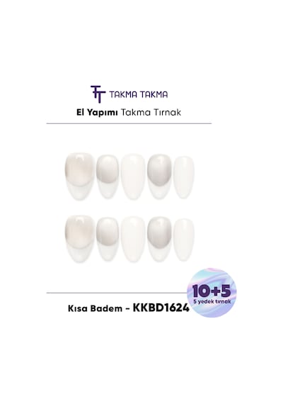 Kkbd1624 Kısa Badem 15'li Tekrar Kullanılabilir El Yapımı Protez Takma Tırnak Xs