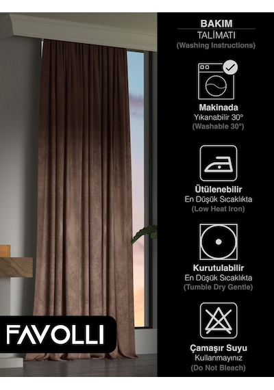 Kadife Dokulu Kaşmir Rengi Ada Fon Perde Ekstrafor Büzgülü Dream Series Kaşmir