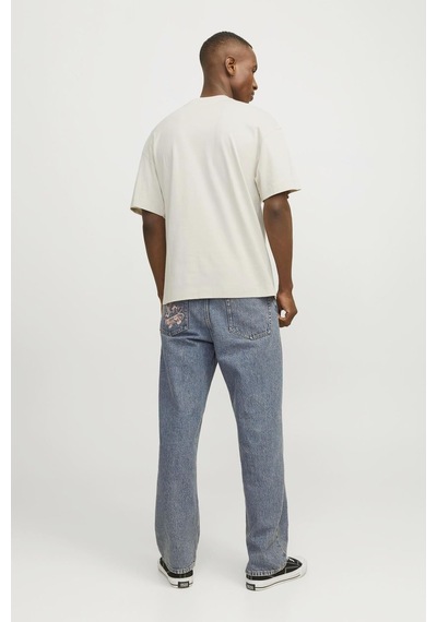 Jack & Jones Erkek Bisiklet Yaka Loose Fit Bej T-shirt - 12254412 Bej