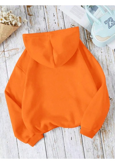 Startmore Turuncu Unisex Kadın/erkek Düz Renkli Pamuklu Oversize Kapüşonlu