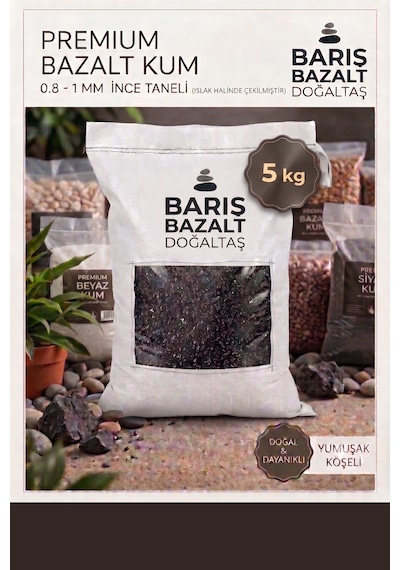 Premium Siyah Bazalt Akvaryum Kumu 5 Kg - 0.8-1 Mm Doğal Siyah Akvaryum Kumu