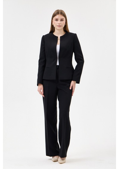 Velnara Moda Siyah Klasik Kadın Takım Elbise-sıfır Yaka Ceket & Boru Paça Cepli Pantolon Siyah - 927010459 Siyah Velnara Moda Siyah Klasik Kadın Takım Elbise-sıfır Yaka Ceket & Boru Paça Cepli Pantolon Siyah - 927010459 Siyah