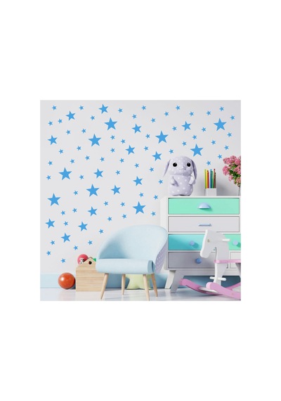 Yıldız Duvar Sticker - 2,5 - 5 - 7,5 - 10cm Karışık Ebatlarda - 155 Adet Mavi