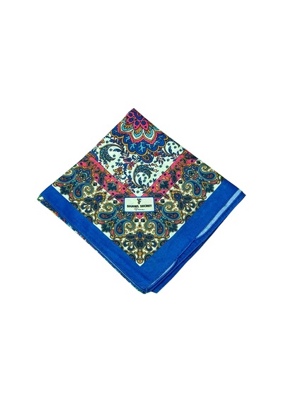 Mim Eşarp Prime Pamuk Etnik Desenli Eşarp 90x90 Cm Saks