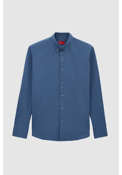 D'S Damat Ds Damat Regular Fit İndigo Düz Kışlık Flanel Gömlek 7hc02ort13265 İndigo