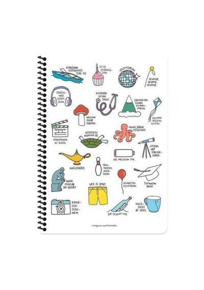 Keskin Hisli Şeyler A4 Çizgili Spiralli Stickerli Defter Oturmaya Mı Geldik 80yp