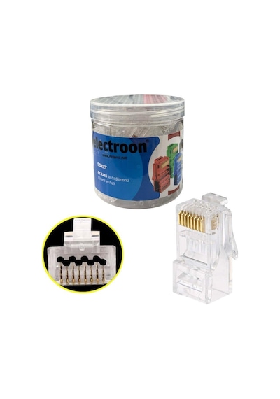 Electroon Şeffaf Cat6 Ezrj45 Açık Uçlu Soket 8p/8c - 100adet