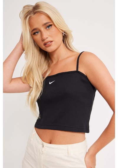 Nike Sportswear Essential Ribbed Crop Top Tank Kadın Askılı Fitilli Crop Atlet Siyah