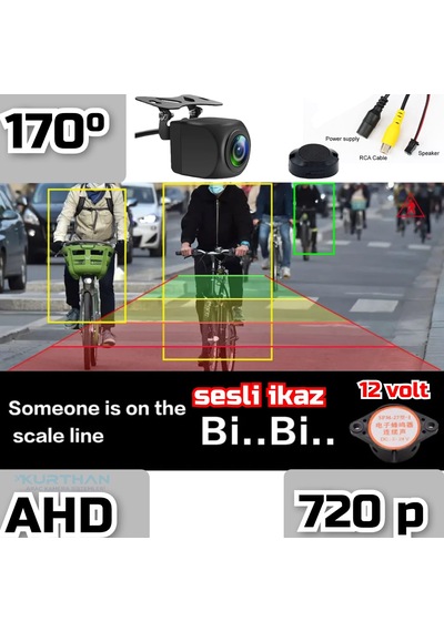Nesne Tanıma Sesli İkaz Buzzer 170'' Açılı Park Kamerası 12 V