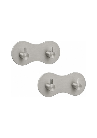 2'li Set Oval İkili Modern Banyo Askılık 100 Mm Paslanmaz Çelik Delmeden Yapışkan Montaj Inox