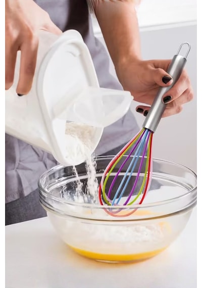 Metal Saplı Silikon Çırpıcı Çizilmez Çelik Mixer Çok Renkli