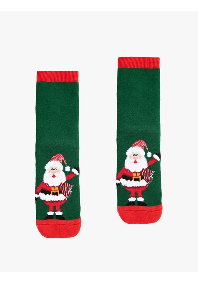Koton Pamuklu Noel Baba Baskılı Çorap Yeşil 7wkb80045aa