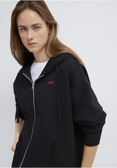 Mavi - Mavi Logo Baskılı Kapüşonlu Siyah Sweatshirt 1s10531-900 Siyah