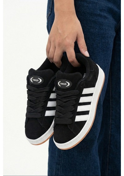 Twigs Tw Tonny White Cmps Unisex Bağcıklı Ortopedik Spor Sneaker Ayakkabı Siyah