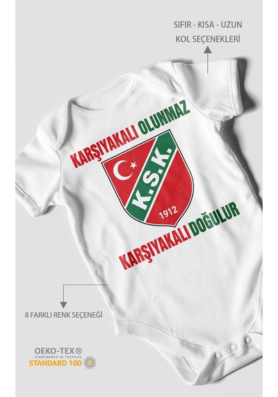 Morivokids Karşıyakalı Olunmaz, Mesajlı Kısa Kollu Bebek Body %100 Pamuk Beyaz