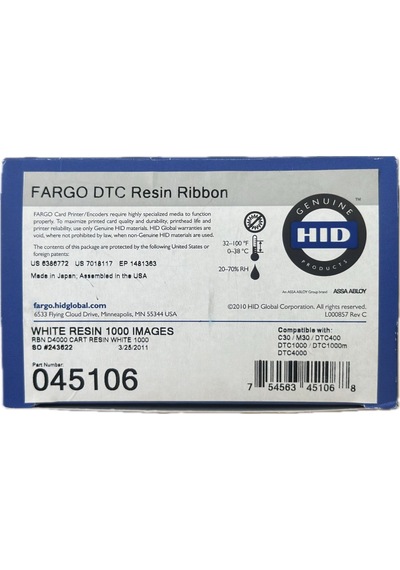 Fargo Dtc1000/1250e Beyaz Ribon 045106