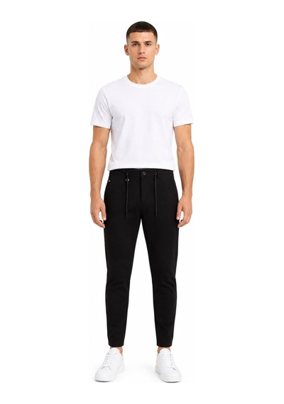 Hzr Wear Erkek Jogger Pantolon Esnek Kumaş Likralı Slim Fit Bağcıklı Siyah