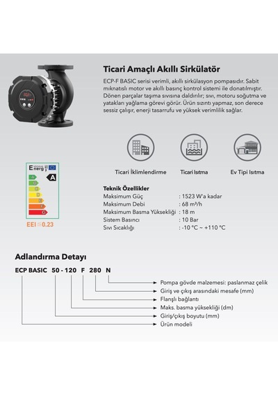 Etna Ecp Basıc 40-120f Fre. Konv. Sirkülasyon Pompası Dn40-450 Watt