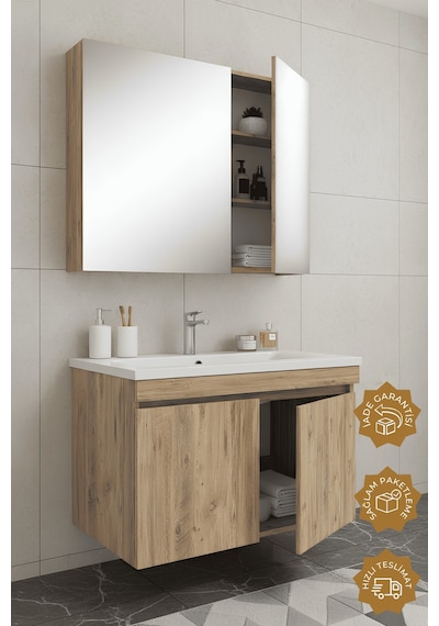 Teta Home Tokyo 80 Cm Mdf Banyo Dolabı Seti Atlantik Çam Atlantik Çam