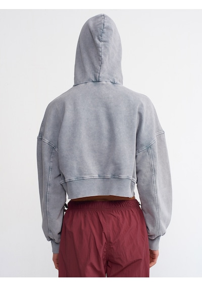 Dilvin Yıkama Efektli Sweatshirt Gri