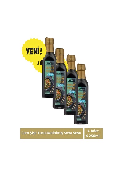 Tuzu Azaltılmış Soya Sosu Cam Şişe 250ml X 4 Adet