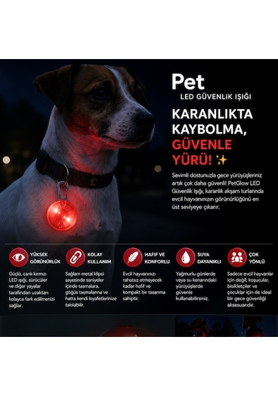 Bakgelal Klipsli Led Evcil Hayvan Güvenlik Işığı Köpek Ve Kedi Tasma Görünürlük Lambası