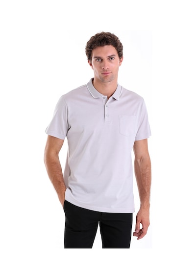 Hatemoğlu Gri Regular Fit Düz 100% Pamuk Polo Yaka Tişört Gri