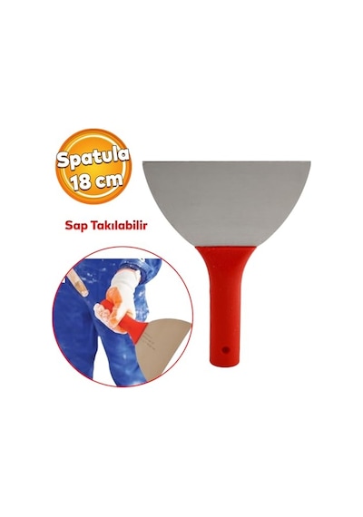 Feyzayapı Plastik Saplı Metal Spatula Sıva Duvar Macun Boya Kazıma Ispatulası 18 Cm Takılabilir Sap